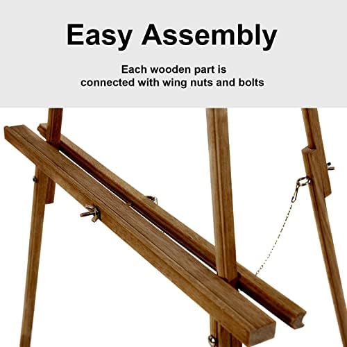 falling in art 65" a-frame wooden tripod easel, close-up detail