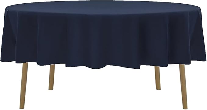 60 inch Round Tablecloth Washable Polyester Table Cloth Decorative Table Cover for Wedding Party Dining Banquet（60 inch,Navy）