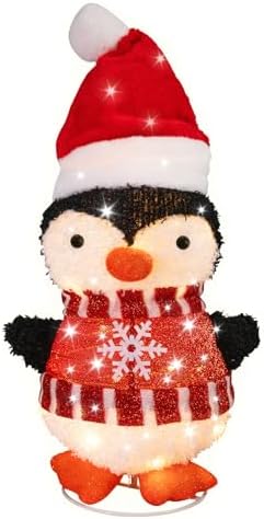 mumtop lighted christmas penguin decoration with santa hat, view 9