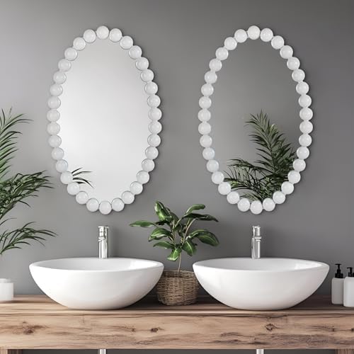 oval round wall mirror - 30 inch decorative, close-up detail