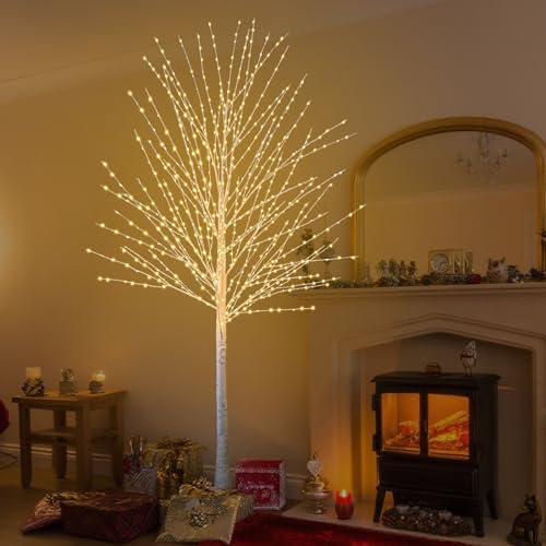 6ft lighted birch tree with 880 led warm on a desk or shelf