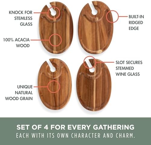 picnic time wine appetizer plates, set of 4, package contents