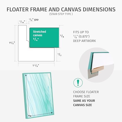 pixy canvas 16x24 inch floater frame for canvas, side view