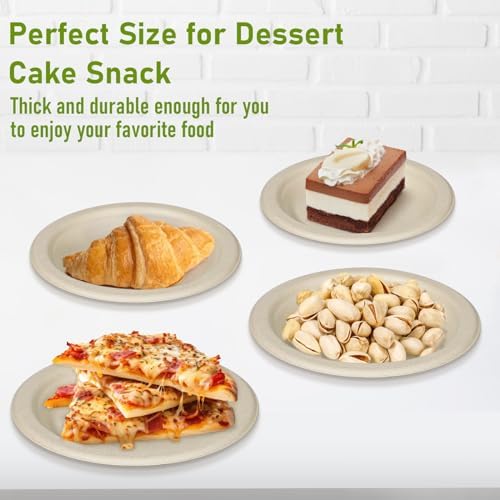 small paper plates 6 inch, 400 pack compostable on a desk or shelf