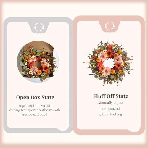 24 inch fall wreaths for front door artificial, side view