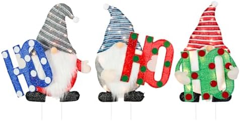 mumtop lighted christmas gnome yard stakes for outdoor, front angle view
