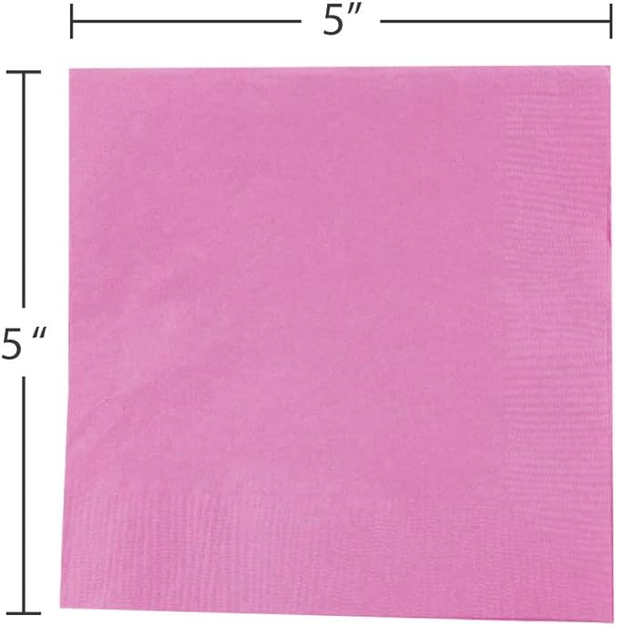 JAM PAPER Small Beverage Napkins - 5 x 5 - Pink - 50/Pack