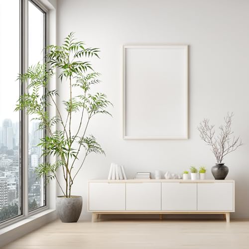 7ft artificial mahonia fortunei tree with white plastic, view 9
