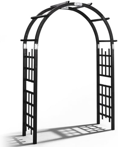 outvita 7ft black wooden arbor arch, garden trellis, main product view