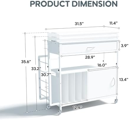 height-adjustable gift wrapping station with paper clamp & shown in use