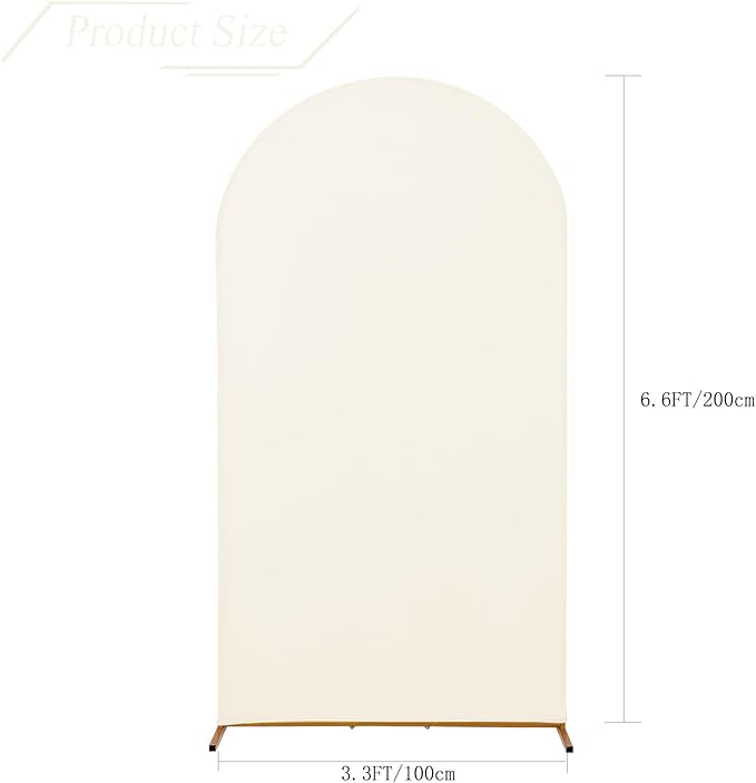 bricia Wedding Arch Backdrop Stand Cover, 6.6FT Double Sided Stretchy Arch Cover Fitted Wedding Birthday Party Banquet Decoration (Beige 79.2''Lx39.6''W)