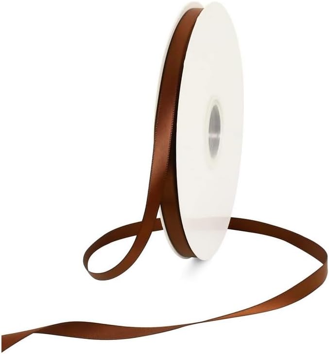 TONIFUL 3/8 Inch x 100yds Coffee Brown Color Satin Ribbon Thin Solid Fabric Ribbons Roll for Gift Wrapping Invitation Floral Hair Balloons Craft Party Wedding Decoration Valentine's Day Bouquet