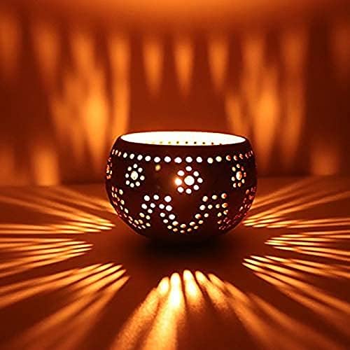 Candle Coconut Shell Bowl,Candle Holders,Handmade Coconut Shell Candle Holder for Small Pillar, Bowl