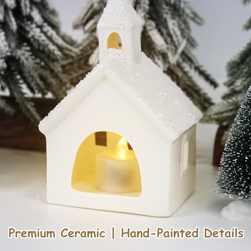 christmas decorations indoor - 9 piece christmas village, side view