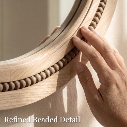 solid wood 30 inch round beaded vanity wall, close-up detail