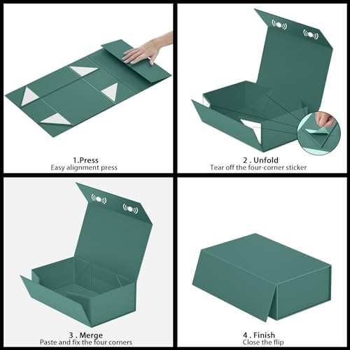 ryddoy 5 pack green gift box, 9.5x6x3'' gift showing dimensions