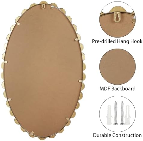 oval round wall mirror - 30 inch decorative showing dimensions