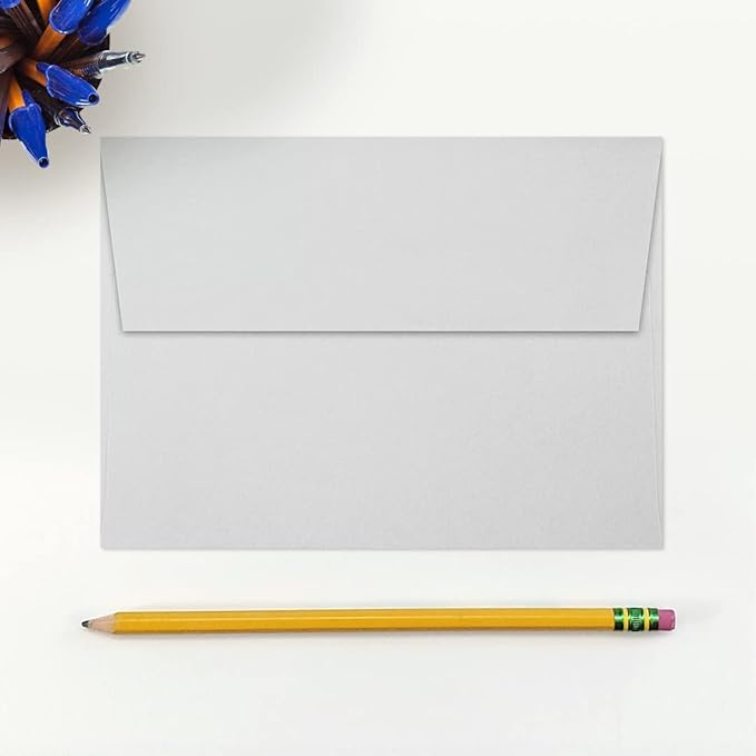 LUXPaper A7 Invitation Envelopes | Peel & Press | 5 1/4" x 7 1/4" | Gray | 80lb. Text | 100% Cotton | 50 Qty
