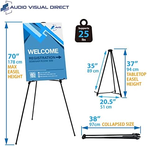 audio-visual direct 10 pack aluminum telescoping display easel, side view