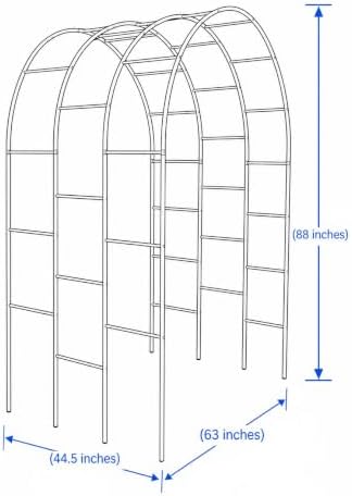 adorox 3-layer garden arch trellis, 88" h x showing dimensions