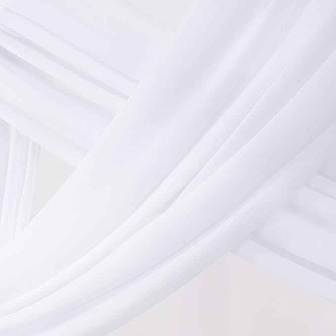 Socomi Wedding Arch Draping Fabric 1 Panel 29" x 19Ft White Sheer Chiffon Curtain Drapes 6 Yards for Wedding Ceremony Birthday Party Decoration