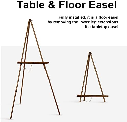 falling in art 65" a-frame wooden tripod easel showing dimensions