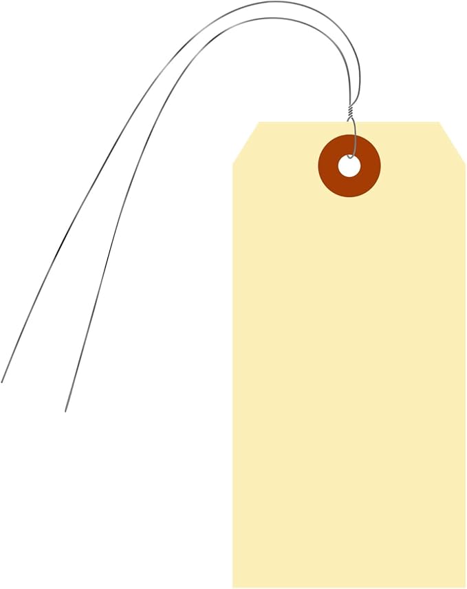 SmartSign Blank Manila Shipping Tags with Wire - Pack of 1000, Size-5, 13pt Thick Prewired Cardstock Tag, 4 3/4" x 2 3/8" Paper Hang Tags with Reinforced Fiber Patch