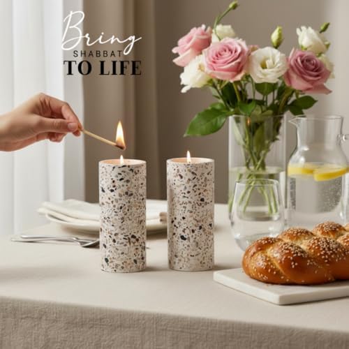 Suri Shabbat Candle Holder – Elegant Jewish Candlesticks for Shabbat & Holiday Lighting, Modern Metal Design, Decorative Candle Holders for Home & Gift Use (Pink)