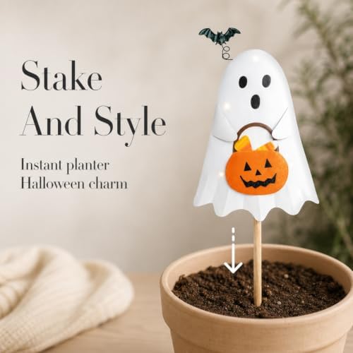 Mud Pie Ghost Halloween Decor, Light Up Ghost Yard Stake