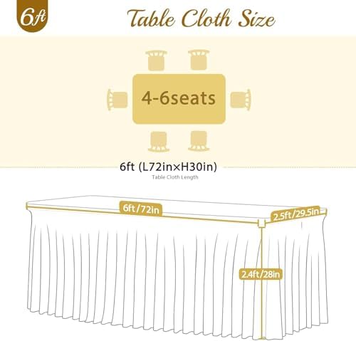 Besutolife 4 Pack Black Spandex Table Cloth for 6ft Rectangle Tables, Wrinkle...