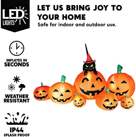 joiedomi 7 ft long halloween inflatables pumpkin outdoor, close-up detail