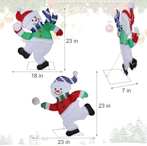 hausse set of 2 lighted snowmen christmas decorations shown in use