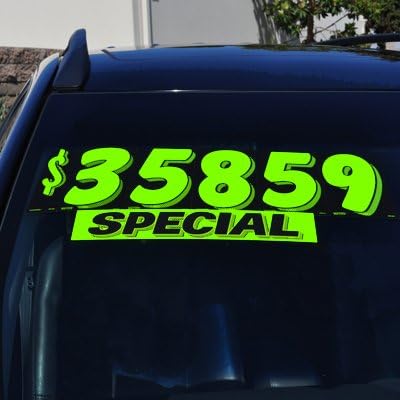 Ez-line Vinyl Windshield Stickers 3 Dozen 15 Inch Chartreuse Slogan Dealership Pro Pack for Car Lots (EZ115-Pack5)