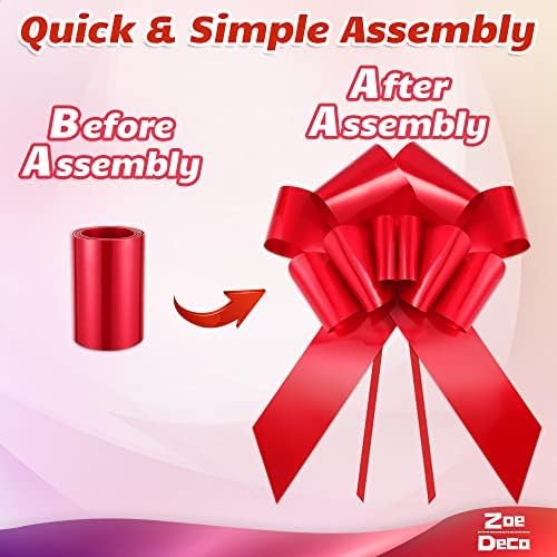 Zoe Deco - Big Car Bow - Red, 30 Inch - Giant Car Bow for Birthday, Christmas, Wedding Reception, Surprise Party - Large Gift Wrapping for Huge Present