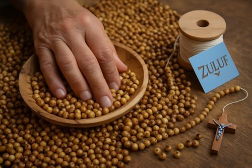 zuluf 4mm bethlehem olive wood catholic rosary beads, package contents