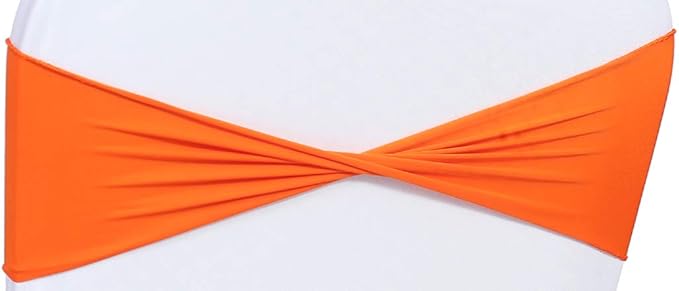 VDS Pack of 250 PCS | Orange | Spandex Chair Sashes Bows Without Buckle | Stretch Elastic Banquet Universal Folding Chair Band Tie with for Wedding Party Conference Celebration Event Decoration