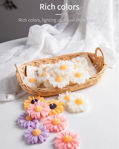 Colored Candles Chamomile Floating Candles Large 2" Scented Romantic Tealight Candles for Cylinder Vases,Centerpieces at Wedding,Party,Pool,Holidays,12 Pack