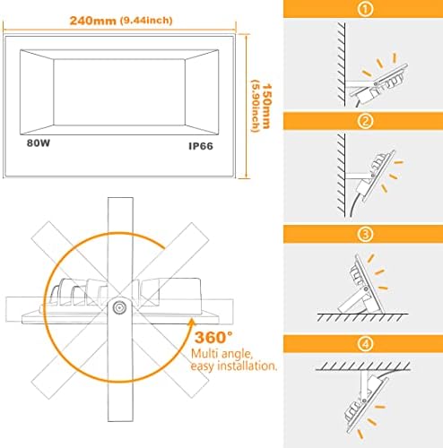 LED Flood Light Outdoor 800W Equivalent 8000LM Smart RGB Landscape Lighting