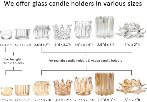 GOLDEAL 12Pcs Gold Round Tealight Candle Holders,Thick Glass Tea Light Candle Holder Decor,Candlestick for Wedding Decor,Party,Baby Shower Party,Bridal Shower Party,Table Centerpiece, Home Déco…