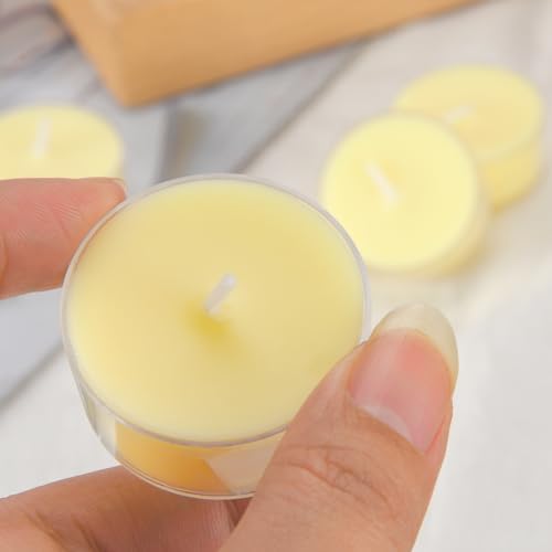 Natural Citronella Tea Light Candles, Tiny Soy Wax Aromatherapy Citronella Tealights Set of 12-4 Hours Burning - Great Gift for Summer Outdoors Home Garden Patio Balcony
