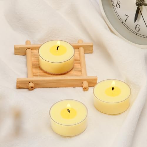 Natural Citronella Tea Light Candles, Tiny Soy Wax Aromatherapy Citronella Tealights Set of 12-4 Hours Burning - Great Gift for Summer Outdoors Home Garden Patio Balcony