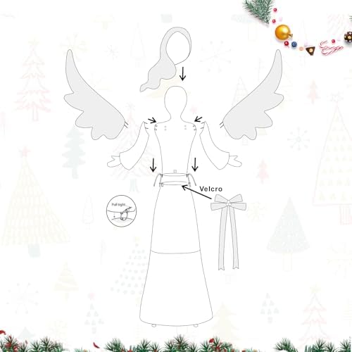 bshine lighted christmas classic angel decor, led holiday, close-up detail