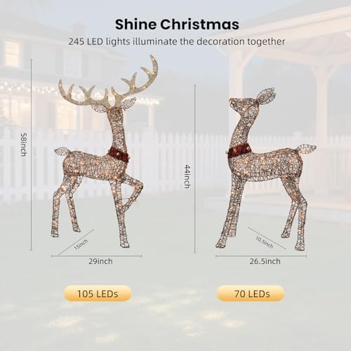 rattan deer family outdoor christmas decorations - 4, side view