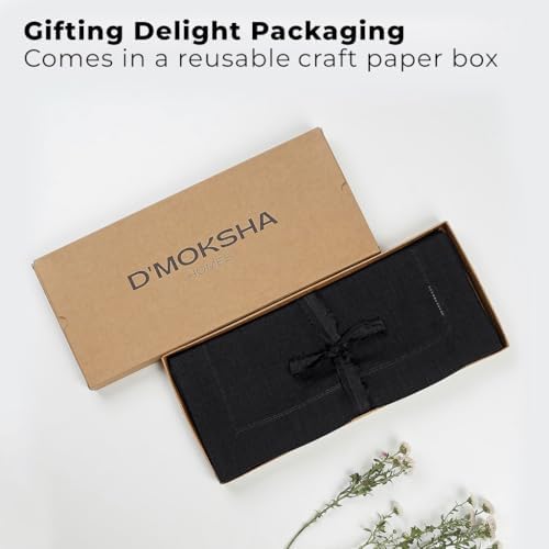 Signature Linen™ by D'Moksha, 100% Pure Linen Black Table Runner 14x120 in