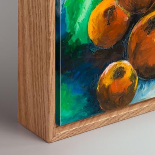 floating frames for canvas, wood-look frames for 1.25", front angle view