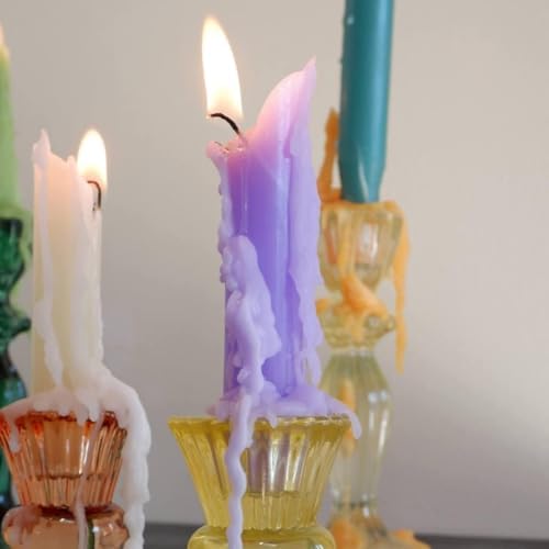 Candlestock Hippie Drippy Drip Candles - Pack of 11 Dripping Taper Candles - Wine Bottle Melting Candles (Hippie Rainbow)