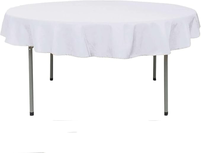 Efavormart Round Tablecloth, 70 Inch Stain & Wrinkle Resistant Washable Table Cloth, Decorative Polyester Fabric Table Cover for Banquet, Wedding, Dining- White