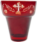 Orthodox Oil Lamp Glass Cup 10.49 cm | Engraved Cross Red Prayer Votive Holder, Orthodox Cross Laser Engraving, Church and Home Altar Devotion