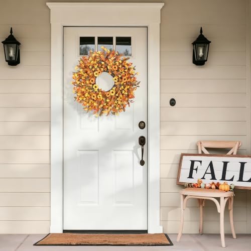 ghrdopy 24 inch fall wreath front door, artificial on a desk or shelf