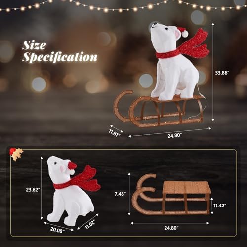 vingli 2.8ft lighted sleigh polar bear christmas outdoor on a desk or shelf